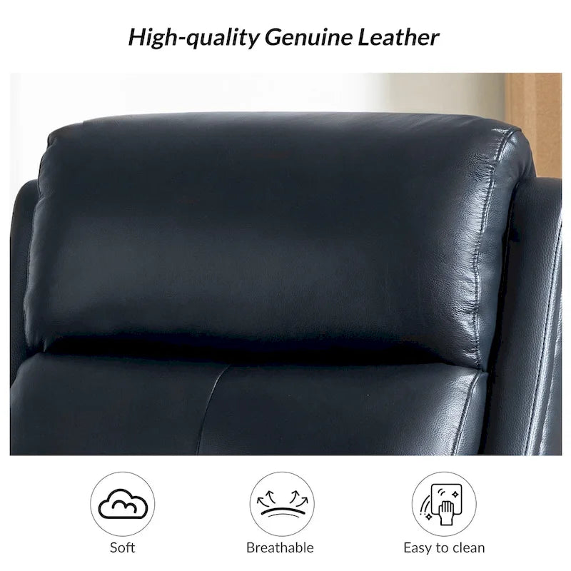 Fauteuil inclinable pivotant et berçant en cuir véritable (avec clous décoratifs) — Ensemble de 2 pièces