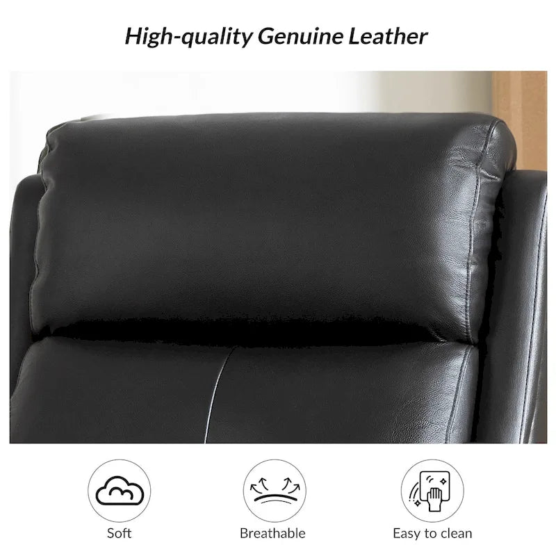 Fauteuil inclinable pivotant et berçant en cuir véritable (avec clous décoratifs) — Ensemble de 2 pièces