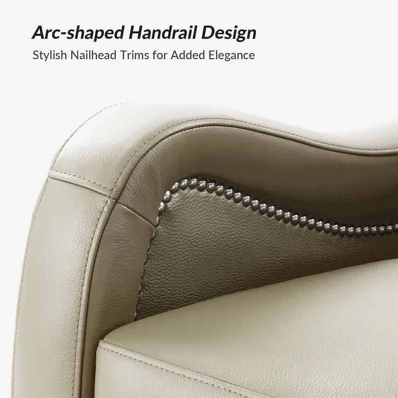 Fauteuil inclinable pivotant et berçant en cuir véritable (avec clous décoratifs) — Ensemble de 2 pièces