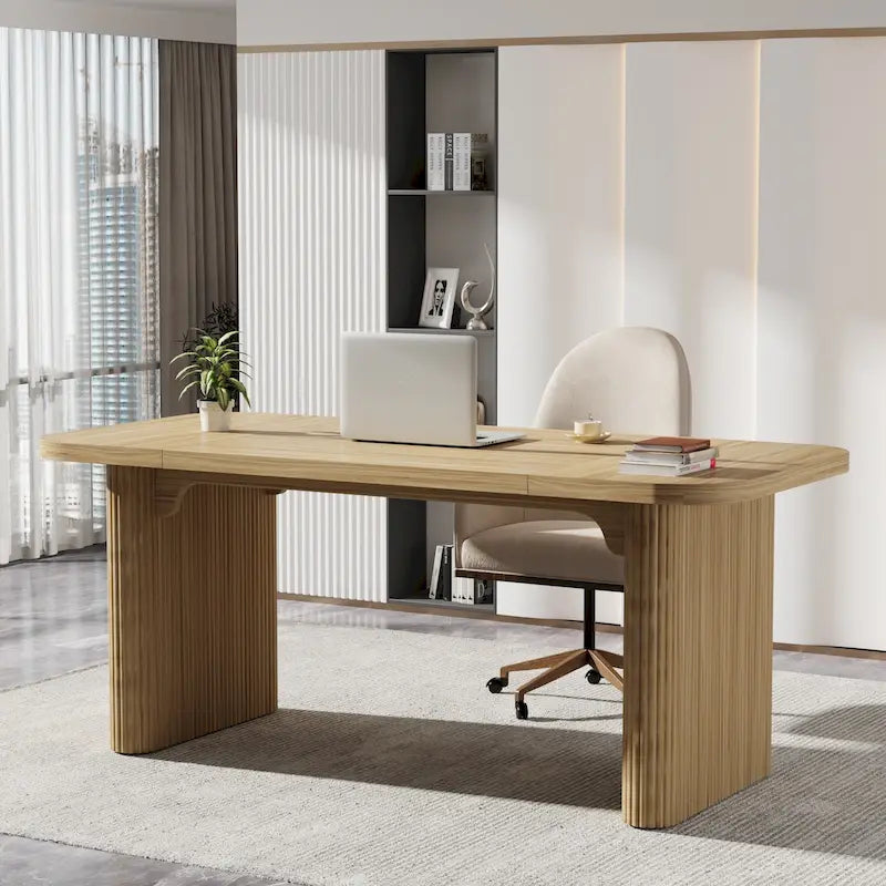 Bureau d'ordinateur exécutif moderne de 63 pouces pour bureau à domicile, table d'écriture rectangulaire simple pour bureau ou chambre à coucher