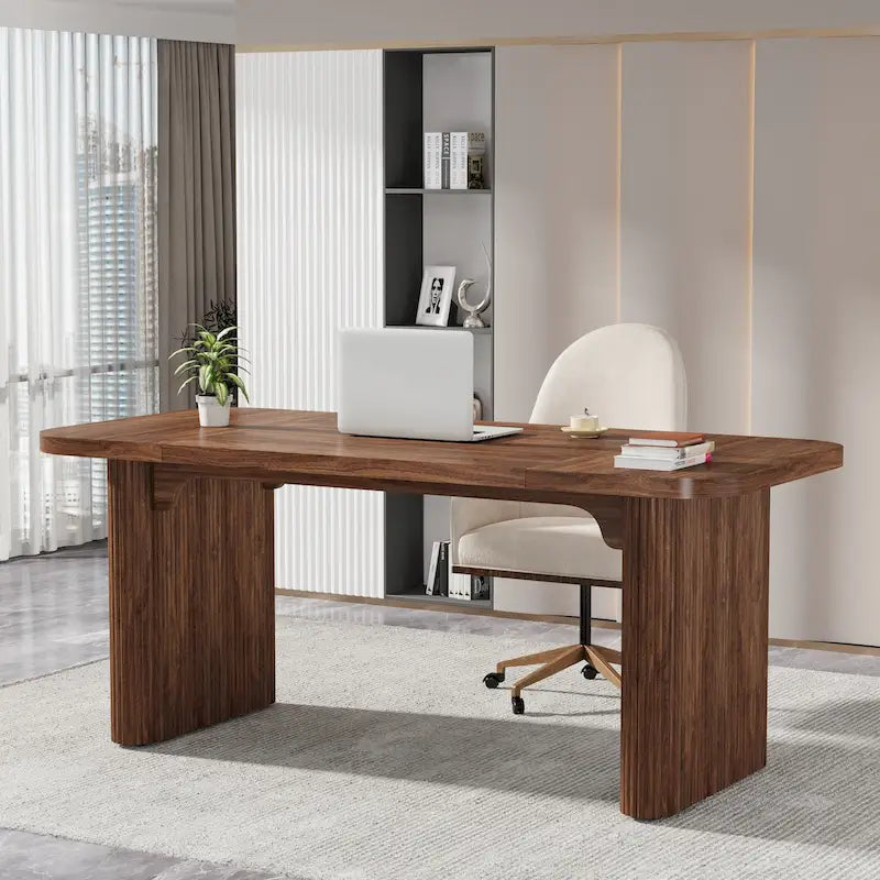 Bureau d'ordinateur exécutif moderne de 63 pouces pour bureau à domicile, table d'écriture rectangulaire simple pour bureau ou chambre à coucher