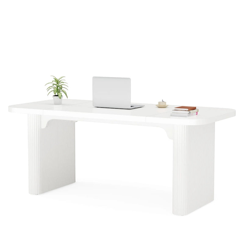 Bureau d'ordinateur exécutif moderne de 63 pouces pour bureau à domicile, table d'écriture rectangulaire simple pour bureau ou chambre à coucher