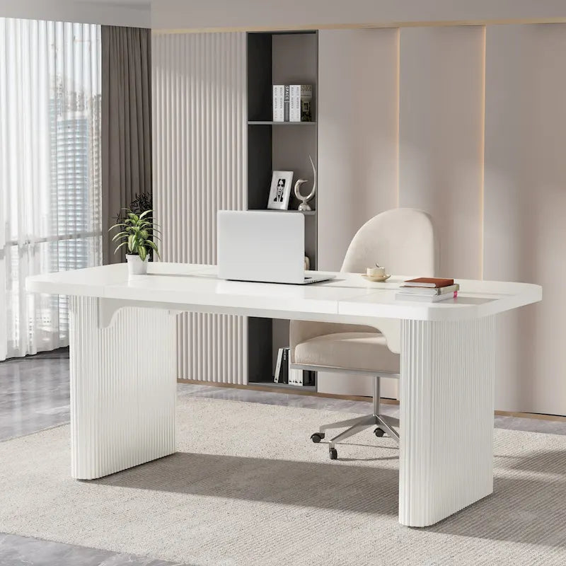 Bureau d'ordinateur exécutif moderne de 63 pouces pour bureau à domicile, table d'écriture rectangulaire simple pour bureau ou chambre à coucher