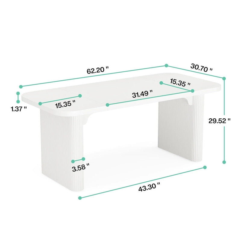 Bureau d'ordinateur exécutif moderne de 63 pouces pour bureau à domicile, table d'écriture rectangulaire simple pour bureau ou chambre à coucher