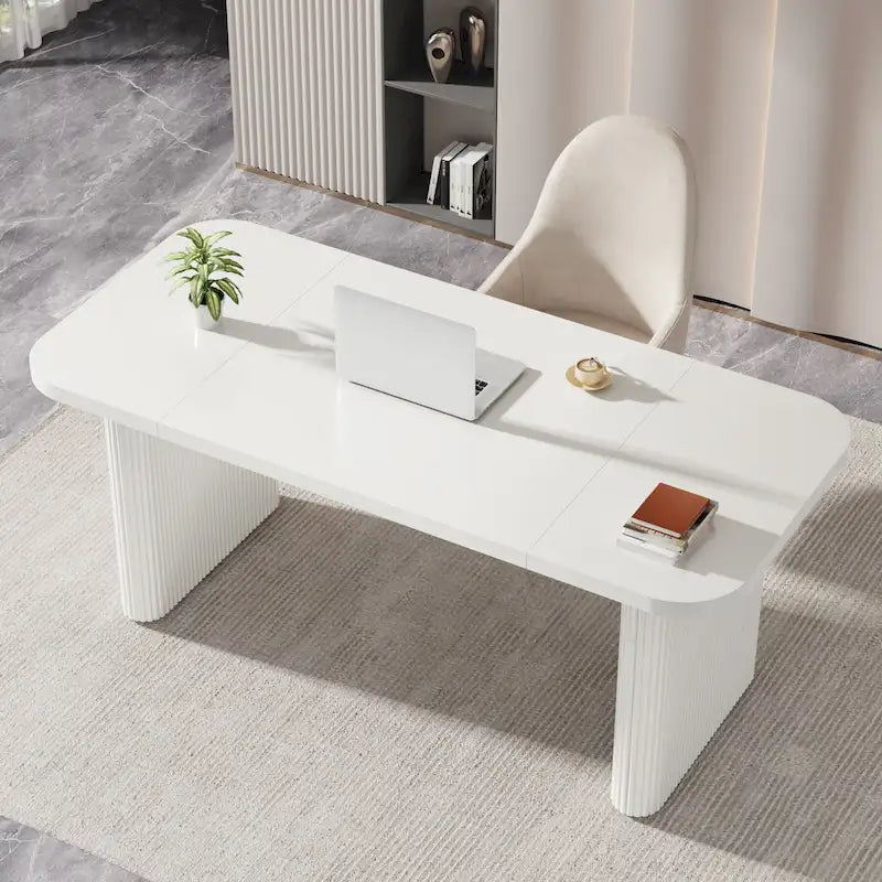 Bureau d'ordinateur exécutif moderne de 63 pouces pour bureau à domicile, table d'écriture rectangulaire simple pour bureau ou chambre à coucher