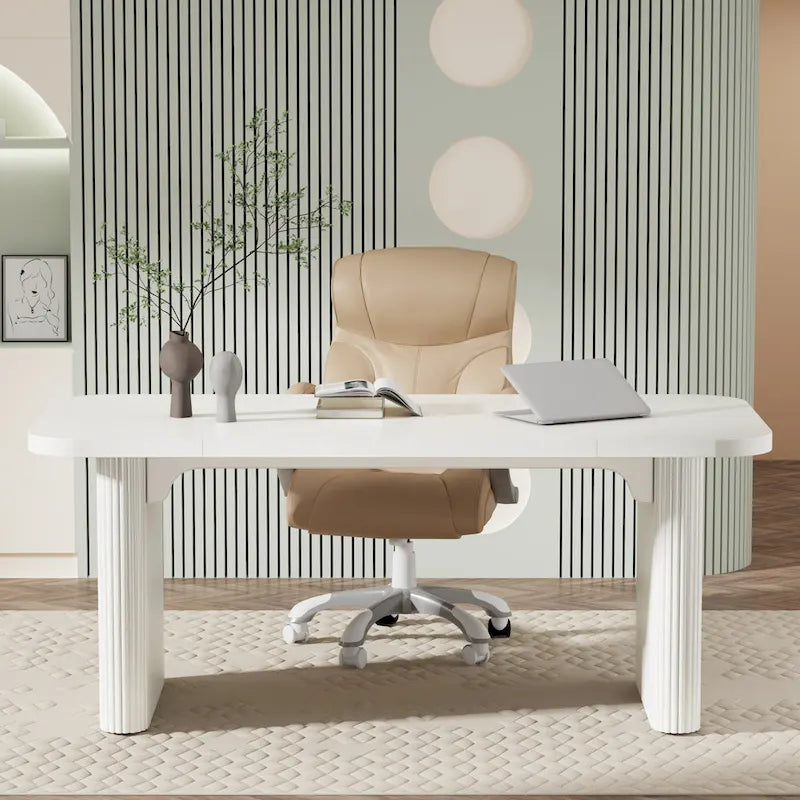 Bureau d'ordinateur exécutif moderne de 63 pouces pour bureau à domicile, table d'écriture rectangulaire simple pour bureau ou chambre à coucher