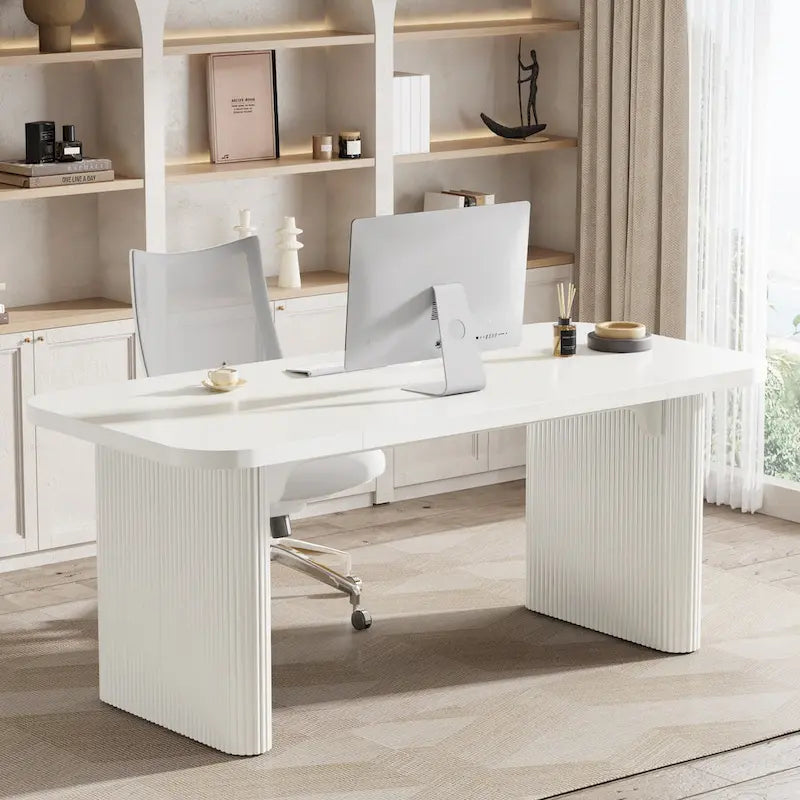 Bureau d'ordinateur exécutif moderne de 63 pouces pour bureau à domicile, table d'écriture rectangulaire simple pour bureau ou chambre à coucher