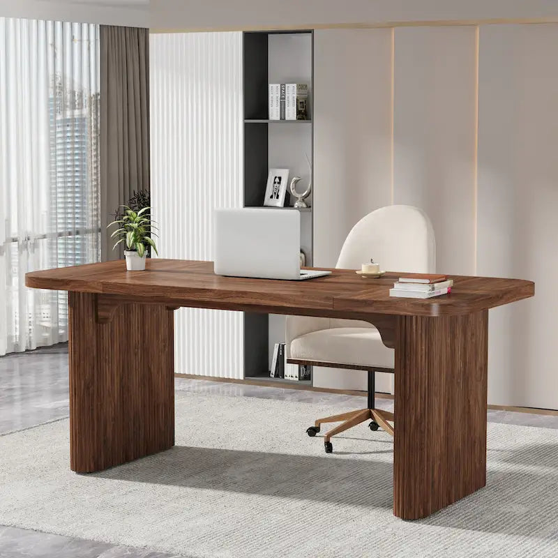 Bureau d'ordinateur exécutif moderne de 63 pouces pour bureau à domicile, table d'écriture rectangulaire simple pour bureau ou chambre à coucher