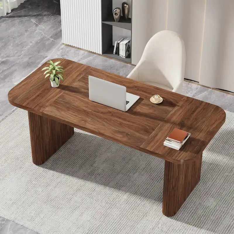 Bureau d'ordinateur exécutif moderne de 63 pouces pour bureau à domicile, table d'écriture rectangulaire simple pour bureau ou chambre à coucher