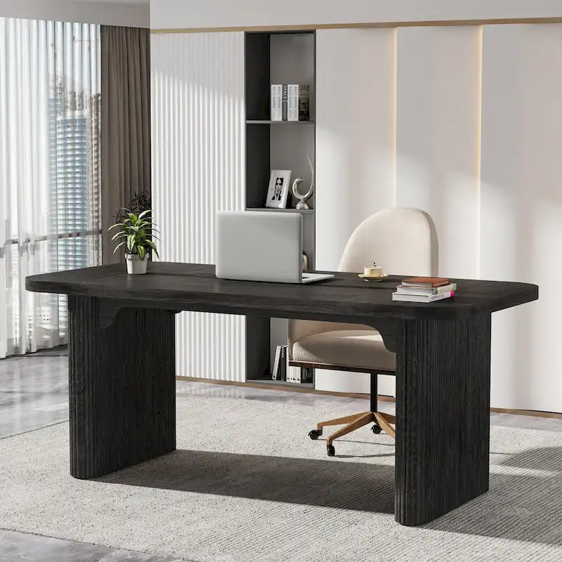 Bureau d'ordinateur exécutif moderne de 63 pouces pour bureau à domicile, table d'écriture rectangulaire simple pour bureau ou chambre à coucher