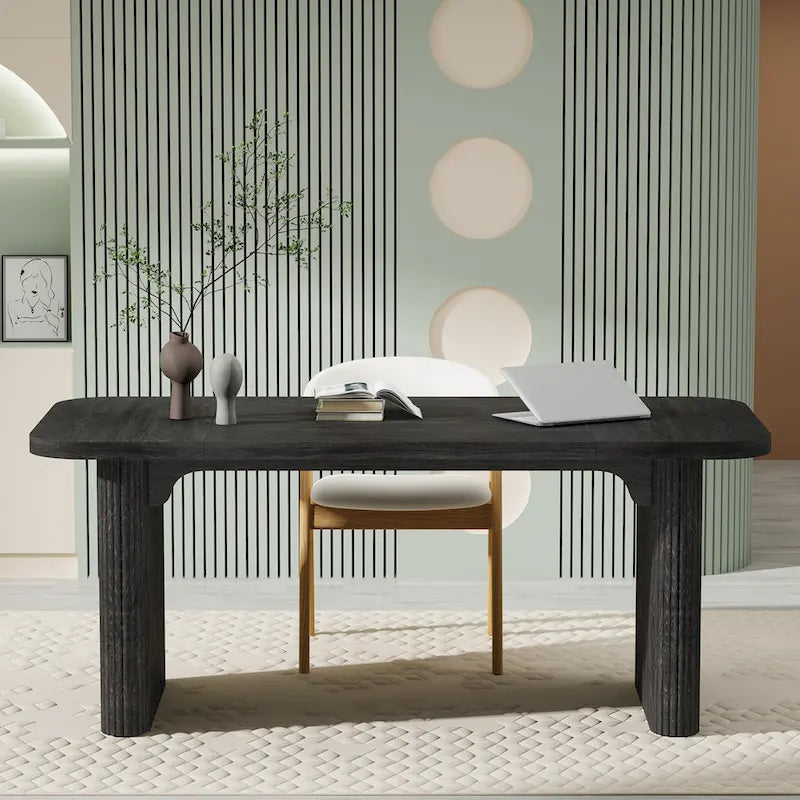 Bureau d'ordinateur exécutif moderne de 63 pouces pour bureau à domicile, table d'écriture rectangulaire simple pour bureau ou chambre à coucher