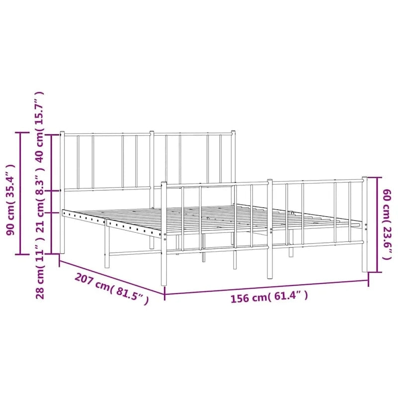 Cadre de lit en métal avec tête de lit (matelas non inclus)