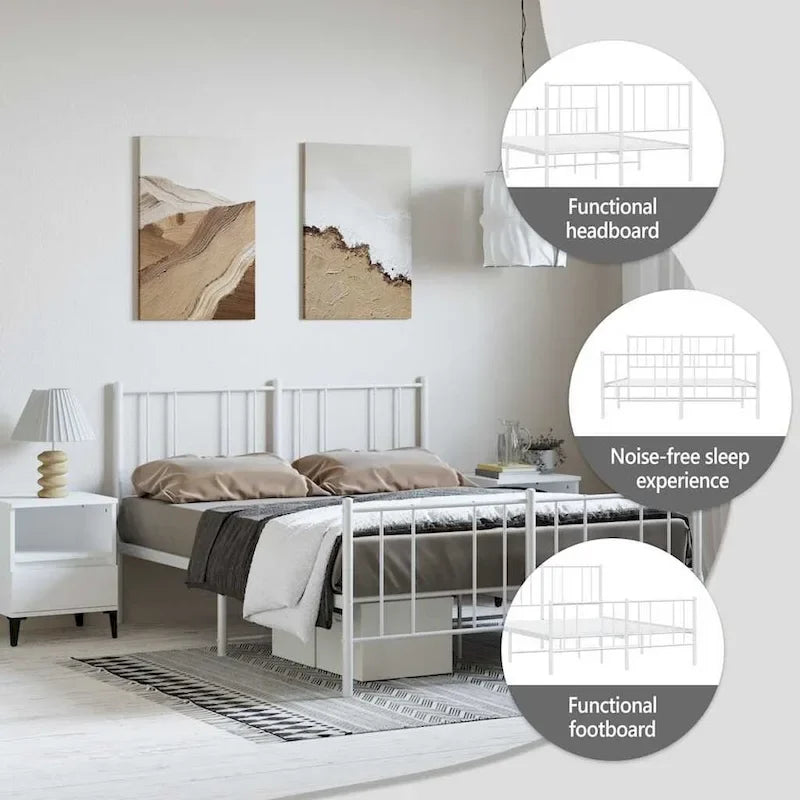 Cadre de lit en métal avec tête de lit (matelas non inclus)