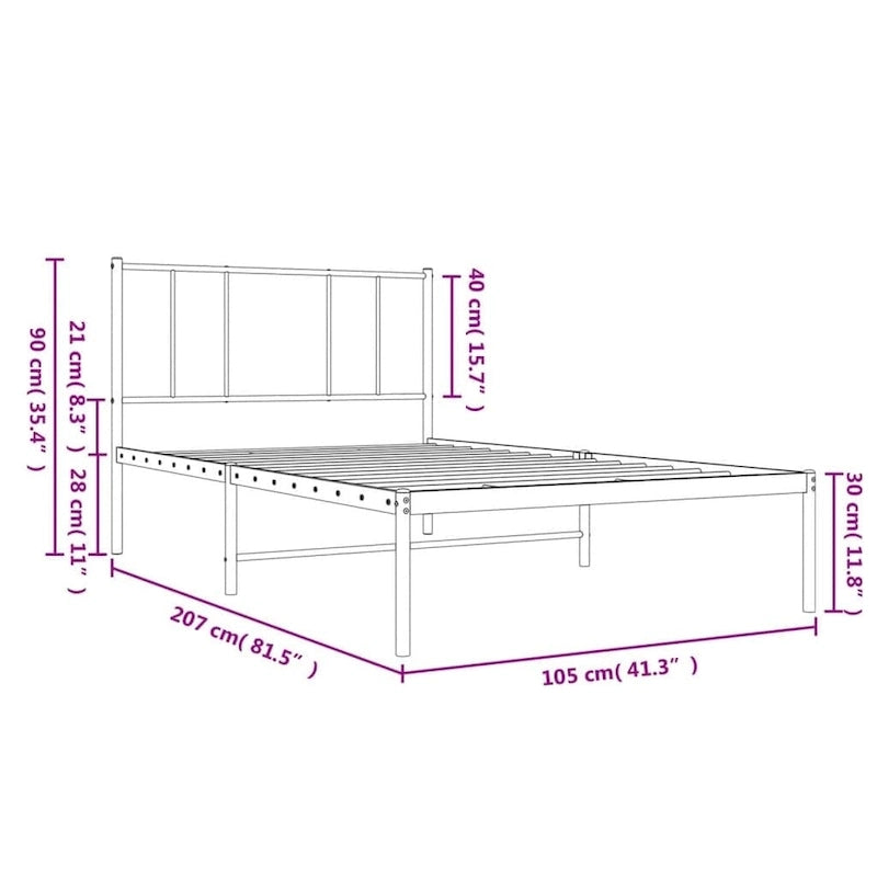 Cadre de lit en métal avec tête de lit (matelas non inclus)