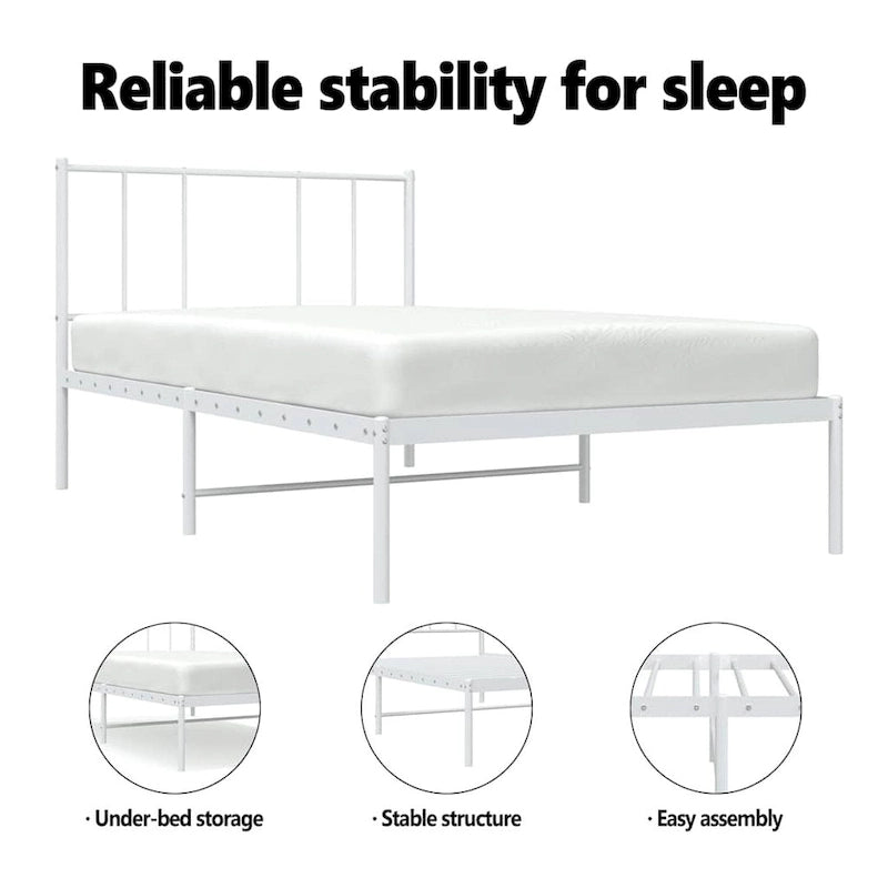Cadre de lit en métal avec tête de lit (matelas non inclus)