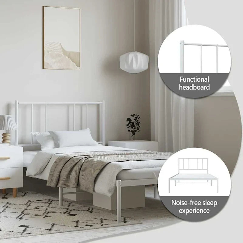 Cadre de lit en métal avec tête de lit (matelas non inclus)