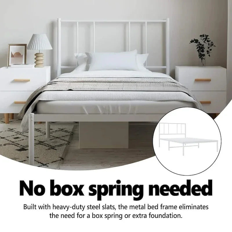 Cadre de lit en métal avec tête de lit (matelas non inclus)
