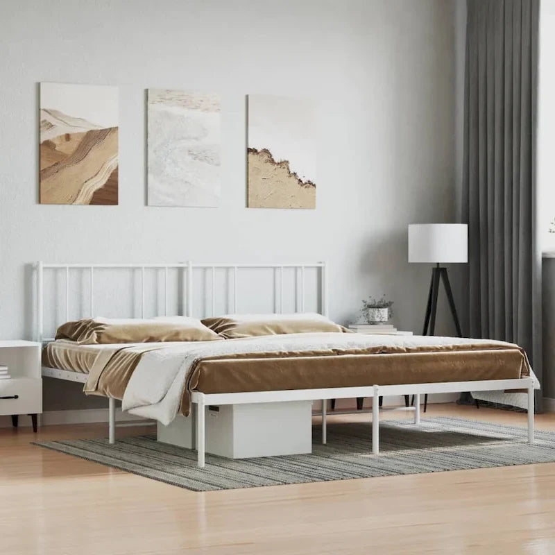 Cadre de lit en métal avec tête de lit (matelas non inclus)