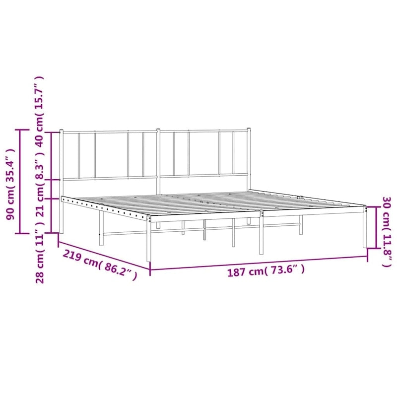 Cadre de lit en métal avec tête de lit (matelas non inclus)