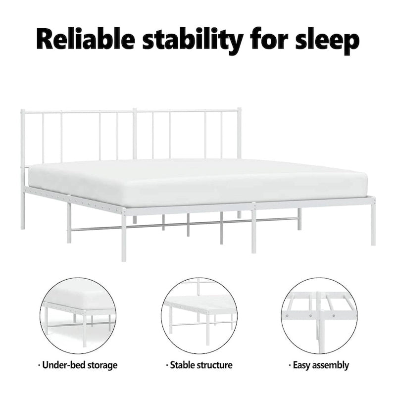 Cadre de lit en métal avec tête de lit (matelas non inclus)
