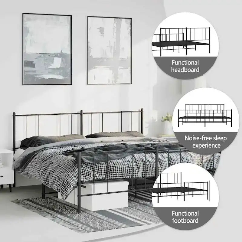 Cadre de lit en métal avec tête de lit (matelas non inclus)