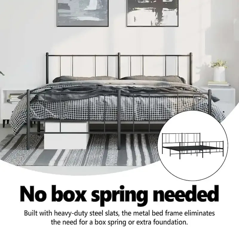 Cadre de lit en métal avec tête de lit (matelas non inclus)