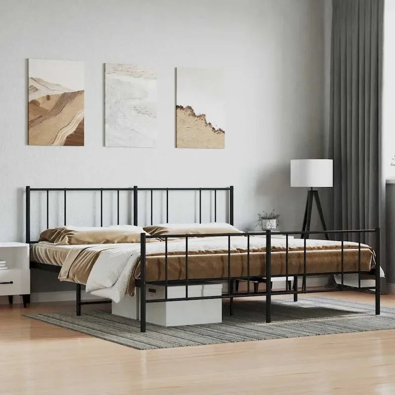 Cadre de lit en métal avec tête de lit (matelas non inclus)