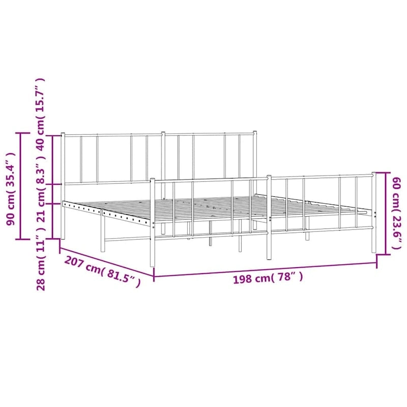 Cadre de lit en métal avec tête de lit (matelas non inclus)