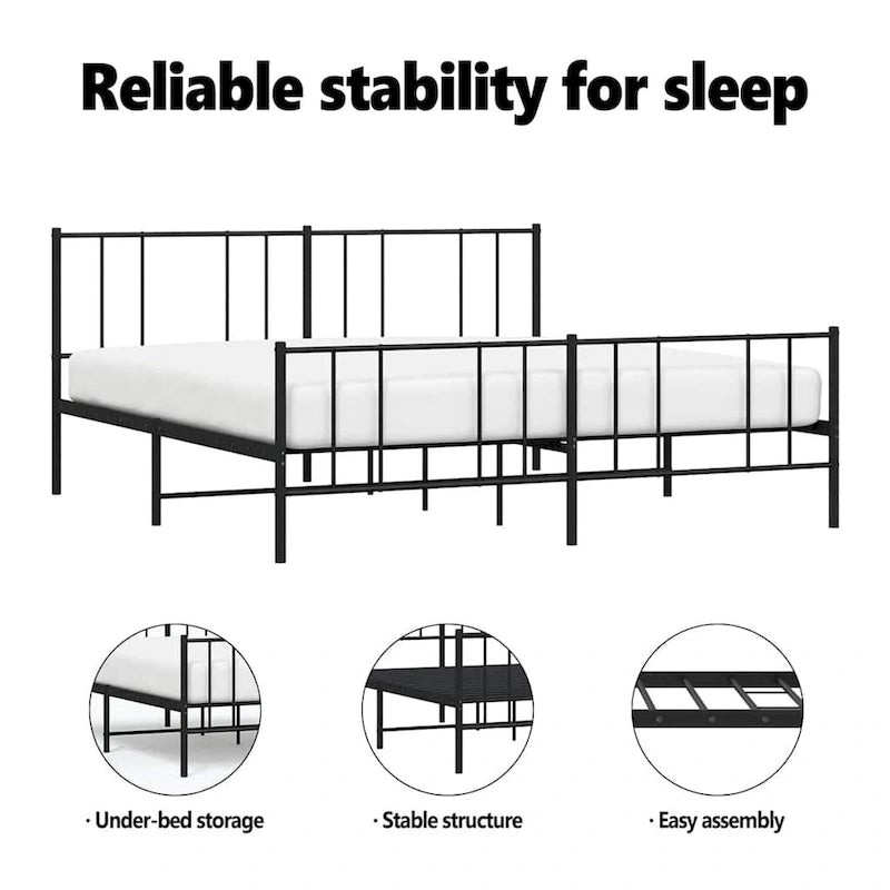 Cadre de lit en métal avec tête de lit (matelas non inclus)