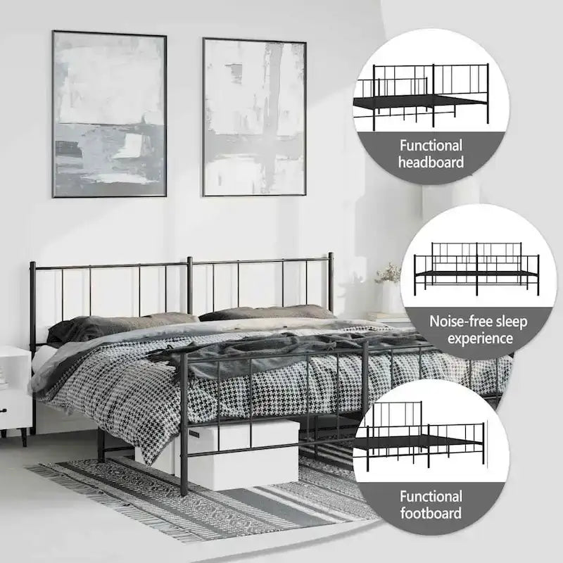 Cadre de lit en métal avec tête de lit (matelas non inclus)