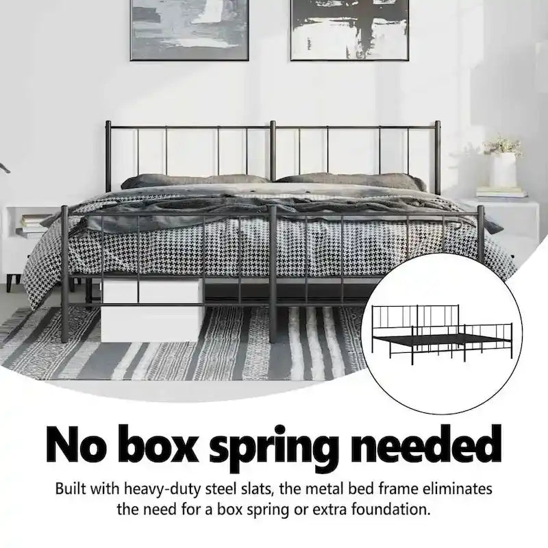 Cadre de lit en métal avec tête de lit (matelas non inclus)