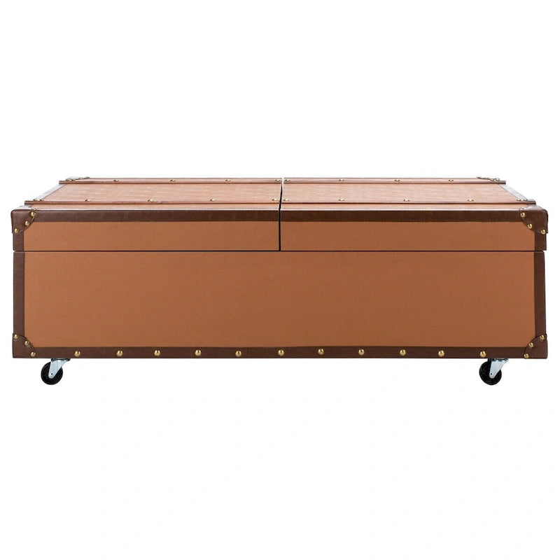 Table basse avec casier à vin et rangement — 120 cm (L) x 60 cm (l) x 39 cm (H) — 119 cm (L) x 61 cm (P) x 38 cm (H)