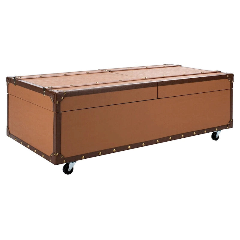 Table basse avec casier à vin et rangement — 120 cm (L) x 60 cm (l) x 39 cm (H) — 119 cm (L) x 61 cm (P) x 38 cm (H)