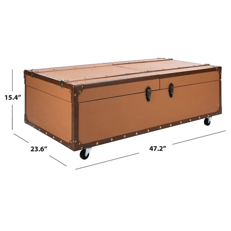 Table basse avec casier à vin et rangement — 120 cm (L) x 60 cm (l) x 39 cm (H) — 119 cm (L) x 61 cm (P) x 38 cm (H)