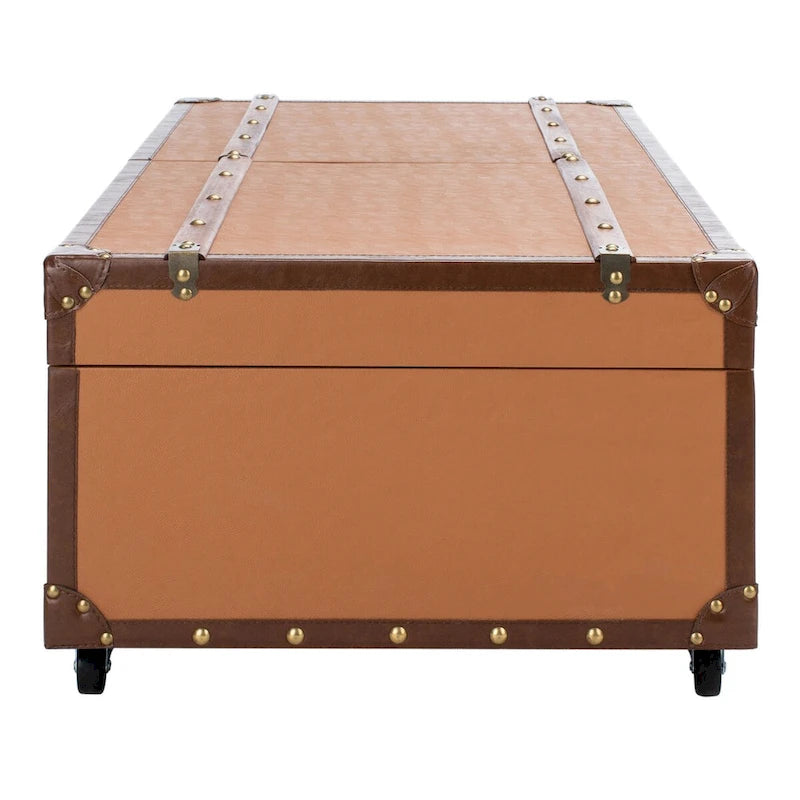 Table basse avec casier à vin et rangement — 120 cm (L) x 60 cm (l) x 39 cm (H) — 119 cm (L) x 61 cm (P) x 38 cm (H)
