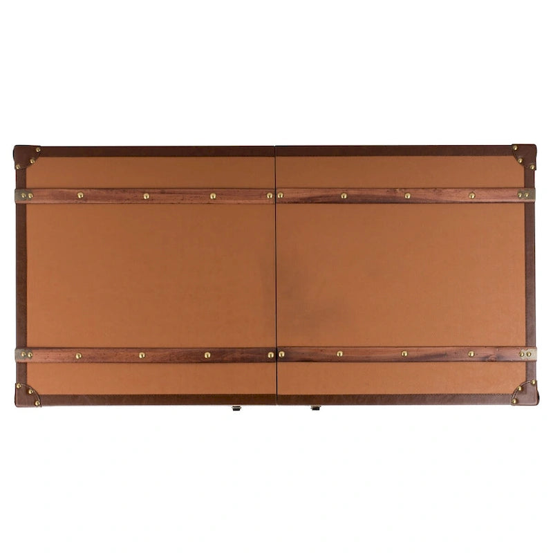 Table basse avec casier à vin et rangement — 120 cm (L) x 60 cm (l) x 39 cm (H) — 119 cm (L) x 61 cm (P) x 38 cm (H)