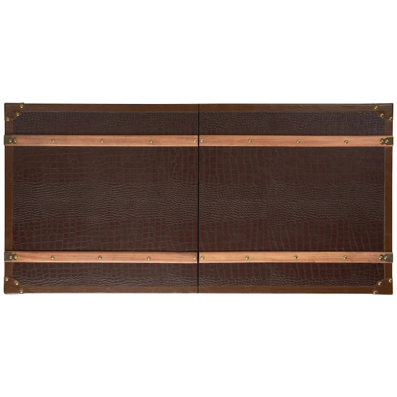 Table basse avec casier à vin et rangement — 120 cm (L) x 60 cm (l) x 39 cm (H) — 119 cm (L) x 61 cm (P) x 38 cm (H)