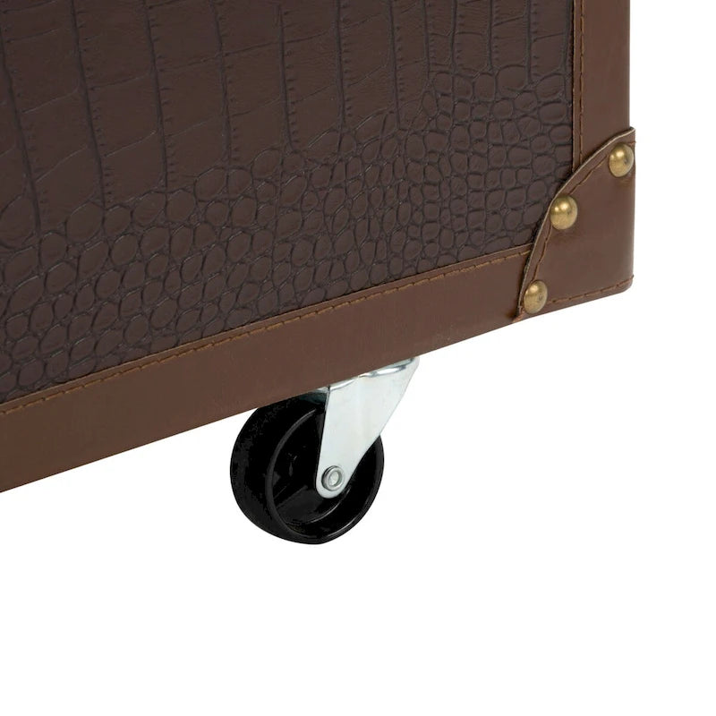 Table basse avec casier à vin et rangement — 120 cm (L) x 60 cm (l) x 39 cm (H) — 119 cm (L) x 61 cm (P) x 38 cm (H)