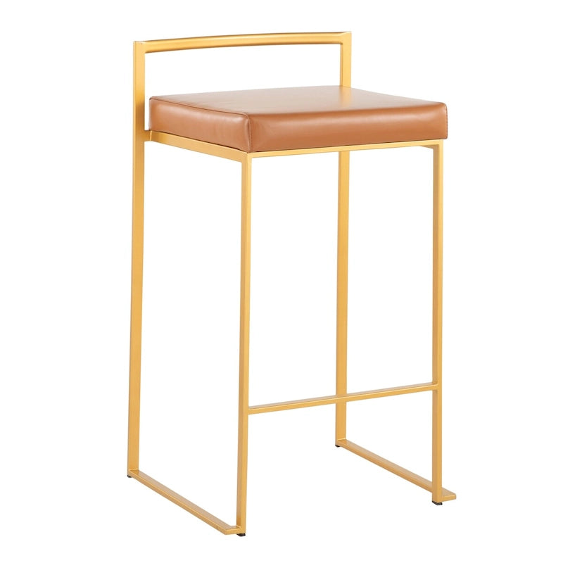 Tabourets de bar empilables dorés entièrement soudés (lot de 3)