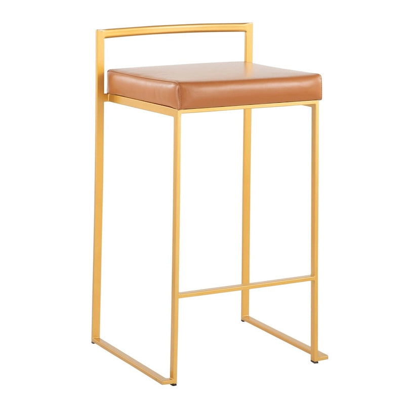 Tabourets de bar empilables dorés entièrement soudés (lot de 3)