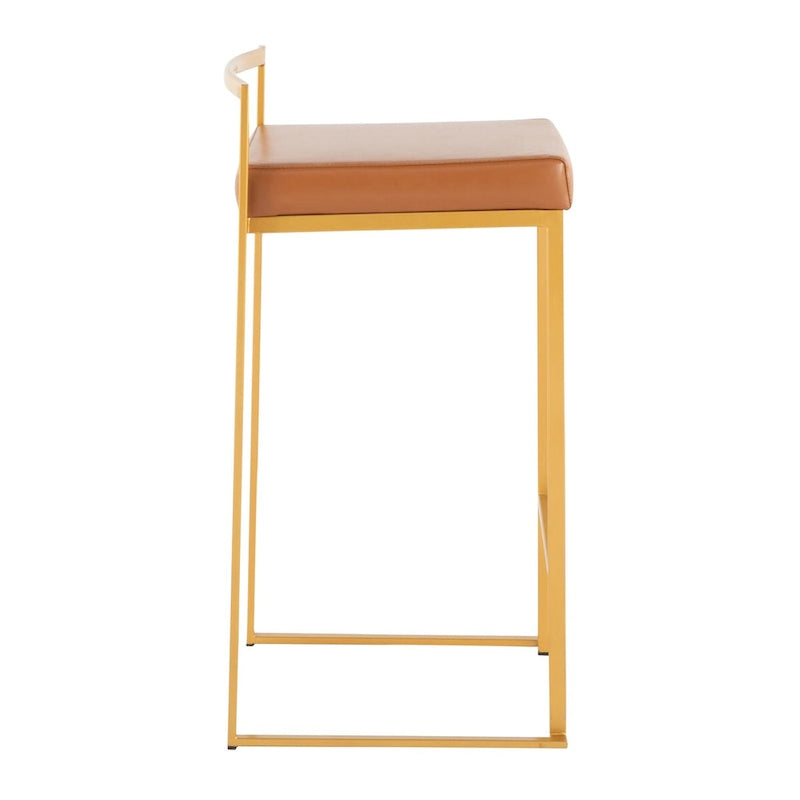 Tabourets de bar empilables dorés entièrement soudés (lot de 3)