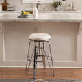 Tabouret de bar sans dossier réglable en métal et similicuir