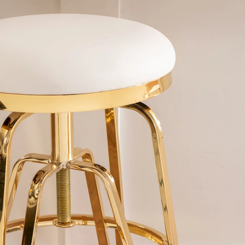 Tabouret de bar sans dossier réglable en métal et similicuir