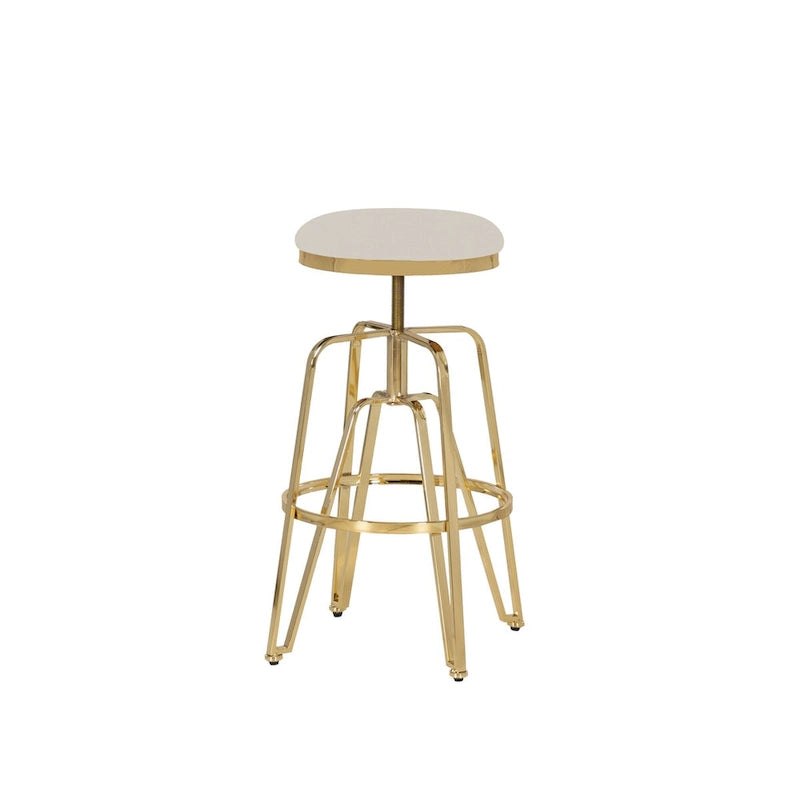 Tabouret de bar sans dossier réglable en métal et similicuir