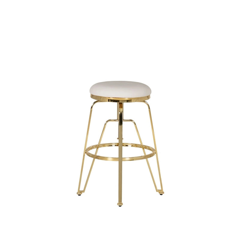 Tabouret de bar sans dossier réglable en métal et similicuir