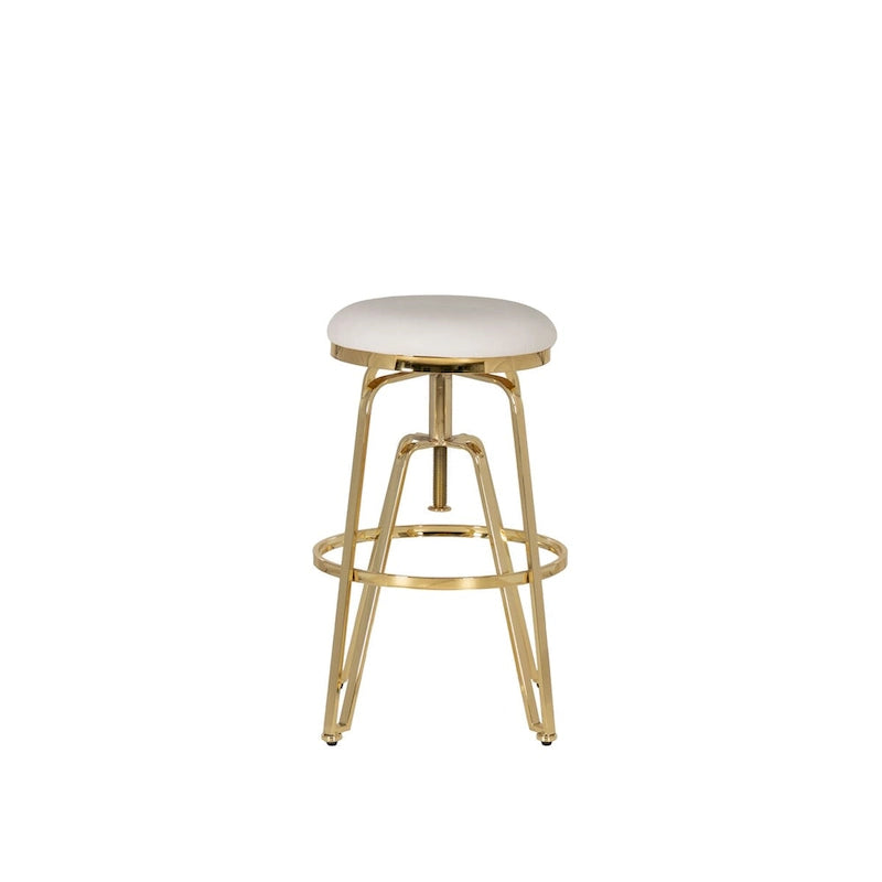 Tabouret de bar sans dossier réglable en métal et similicuir