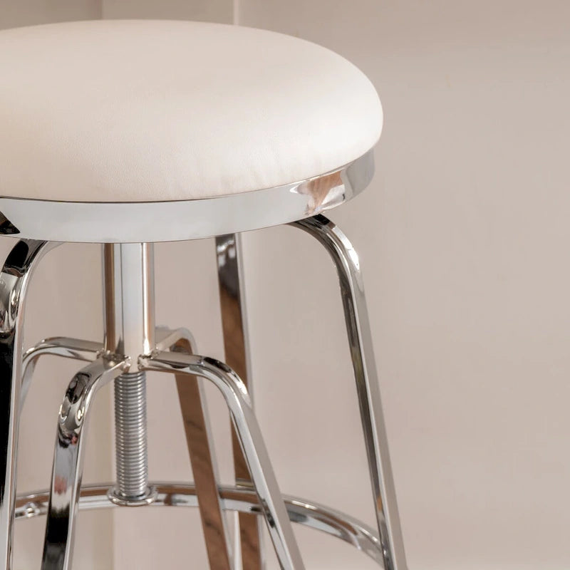 Tabouret de bar sans dossier réglable en métal et similicuir