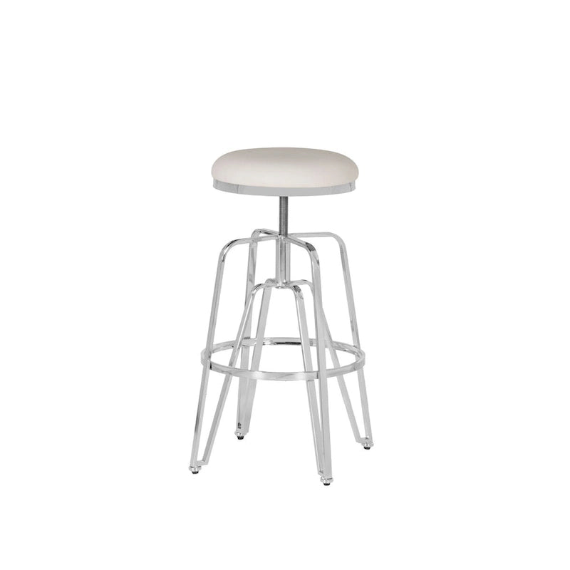 Tabouret de bar sans dossier réglable en métal et similicuir