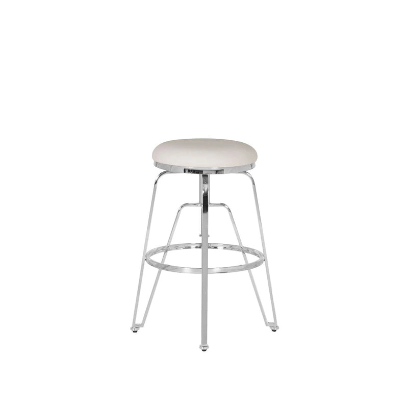 Tabouret de bar sans dossier réglable en métal et similicuir