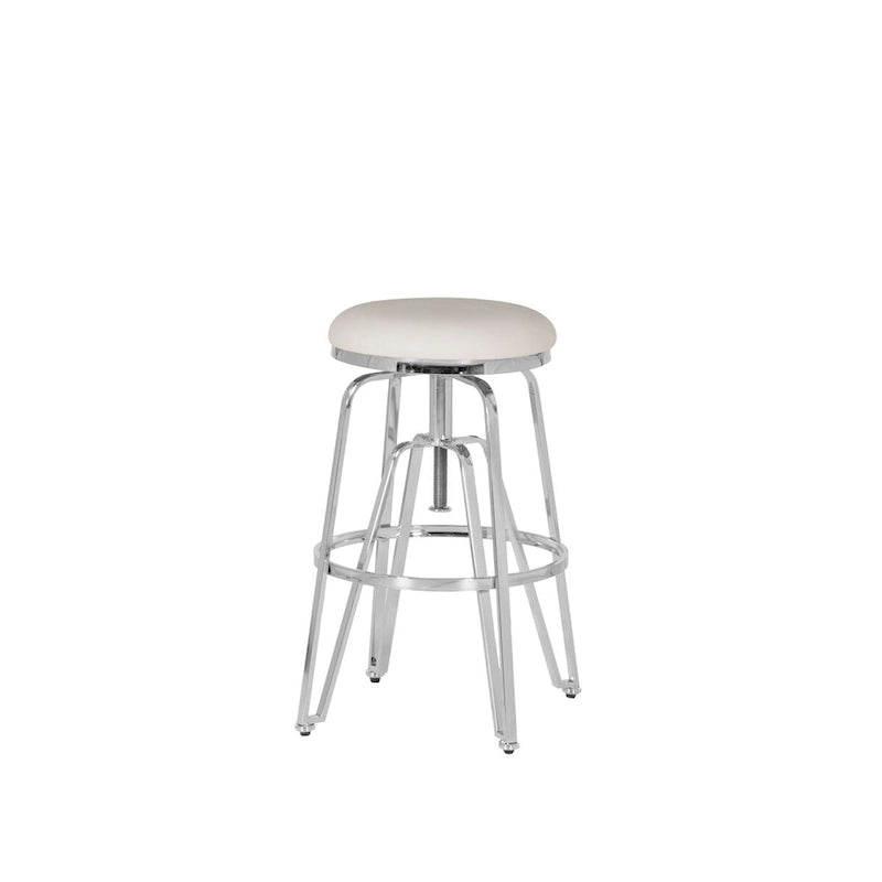 Tabouret de bar sans dossier réglable en métal et similicuir